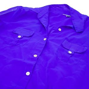 Neon Blue Sheer Button Up